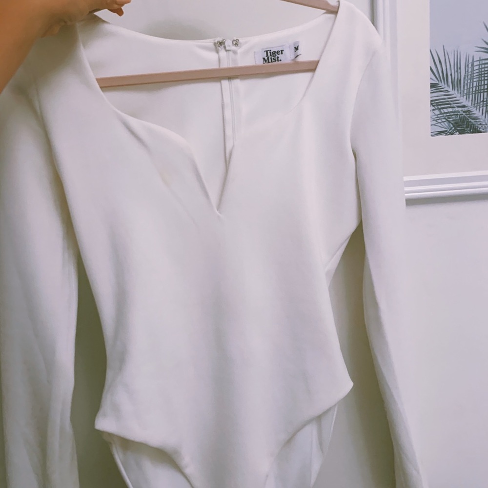 Tiger Mist White Ribbed bodysuit